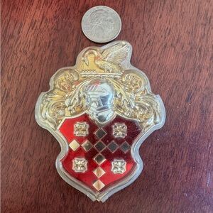 PACKARD Caribbean FRONT GRILLE EMBLEM 1954-56 Gold and Red Heraldic Emblem